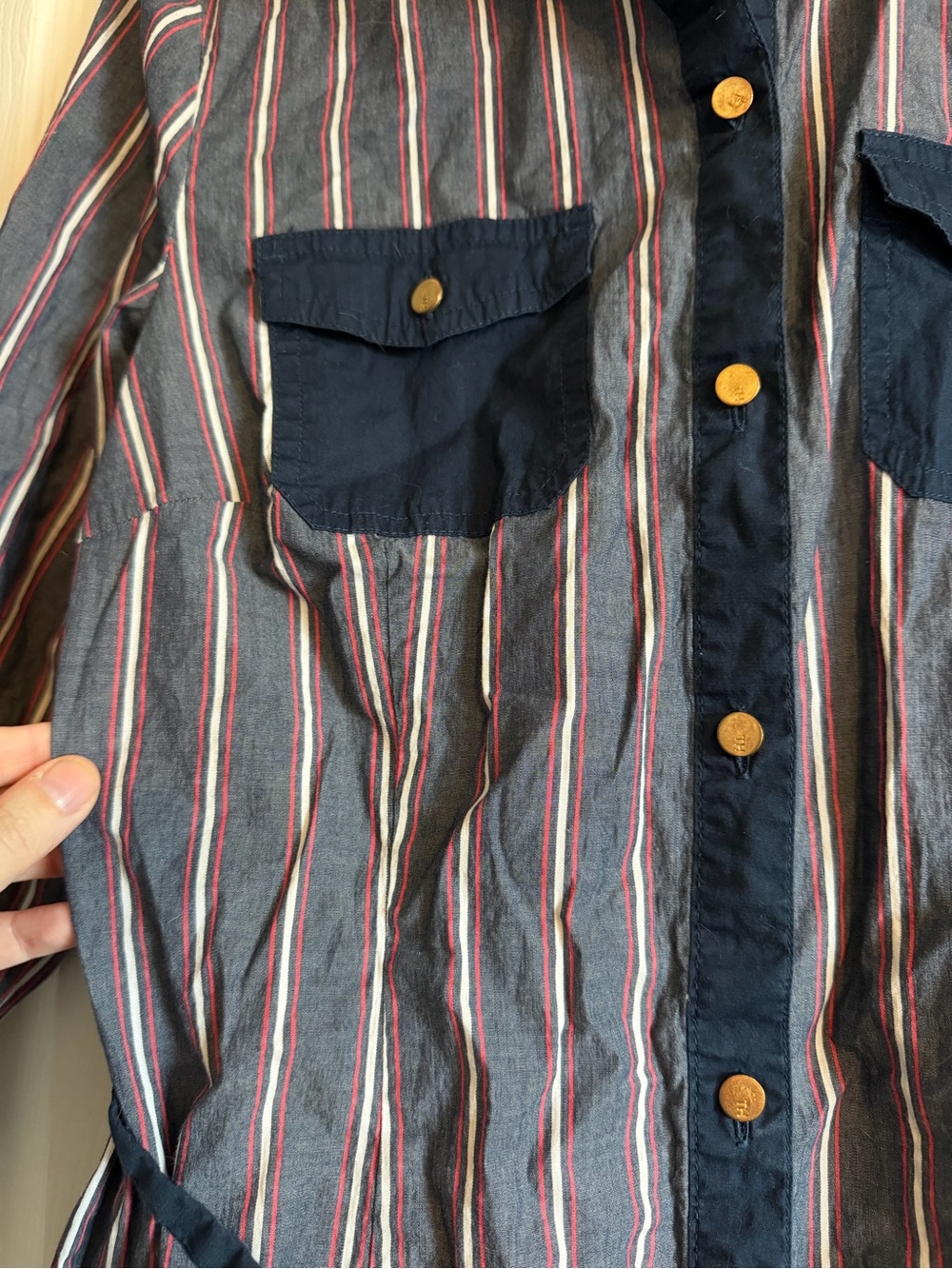 Tommy Hilfiger Button Up Striped Long Sleeve Dress - Picture 2 of 3